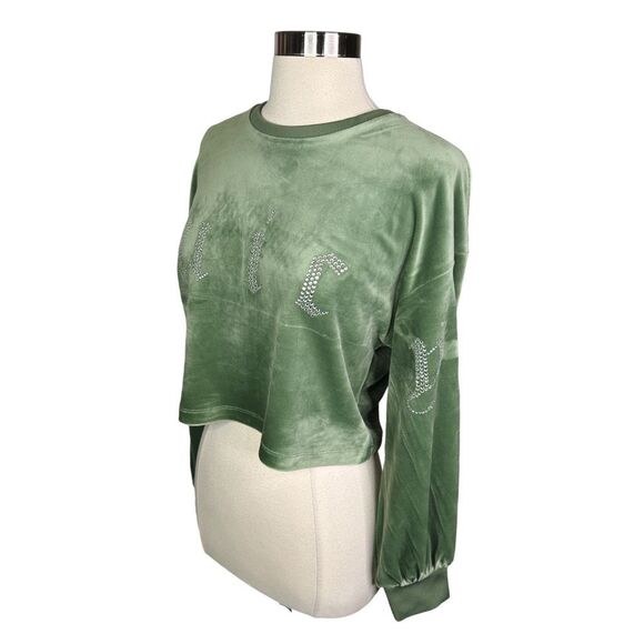 Juicy Couture Bling Velour Cropped Crew Neck - Size Medium - Picture 3 of 6